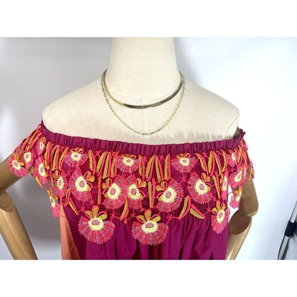 Peter Pilotto Size 10 US Pink Appliqued Lace Trim Paneled Off Top Blouse $805 - Picture 15 of 16